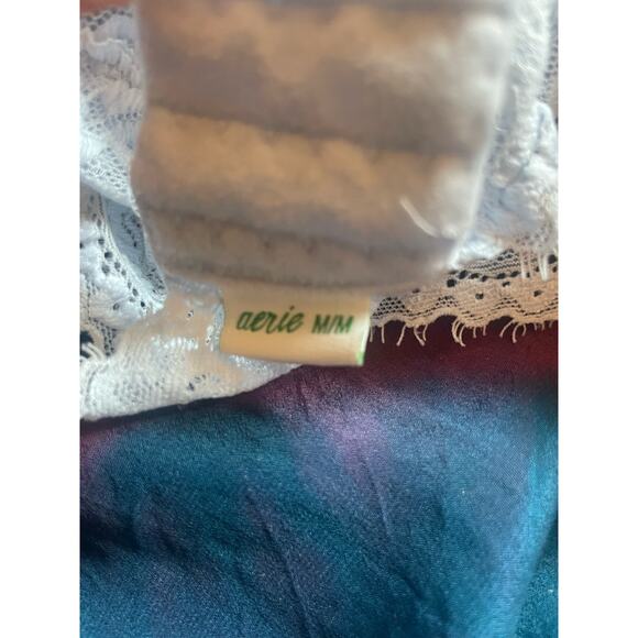 AERIE Eyelash Lace Padded Plunge Bralette Medium M Blue - Picture 4 of 5